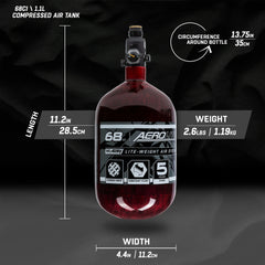 AeroLite Carbon Fiber Tank - 68ci / 4500psi - Red