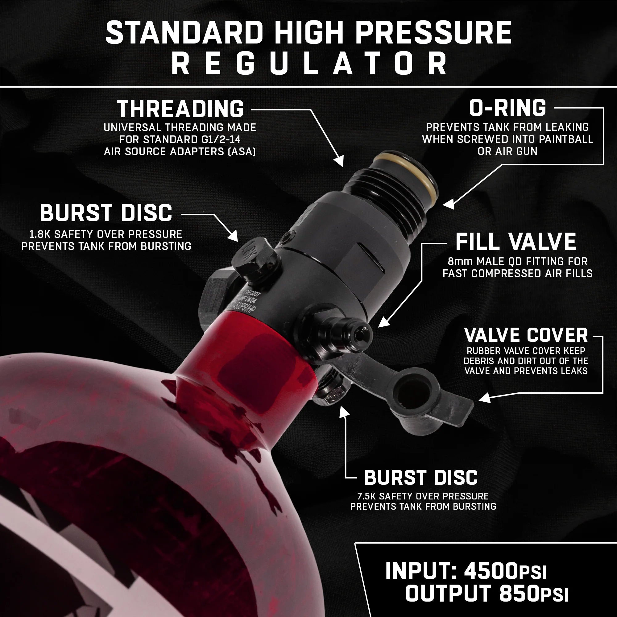 AeroLite Carbon Fiber Tank - 68ci / 4500psi - Red